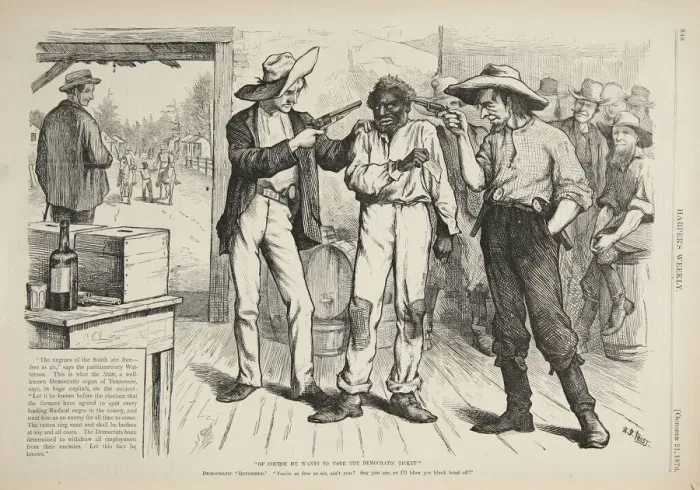 Framed Print : Of Course He Wants to Vote the Democratic Ticket, 1876. Artist: Frost, Arthur Burdett (1851-1928) Framed Print : Of Course He Wants to Vote the Democratic Ticket, 1876. Artist: Frost, Arthur Burdett (1851-1928)