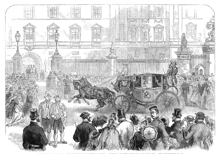 Framed Print : The Court at Buckingham Palace on Saturday last: arrival of the foreign ambassadors, 1864. Creator: Unknown Framed Print : The Court at Buckingham Palace on Saturday last: arrival of the foreign ambassadors, 1864. Creator: Unknown