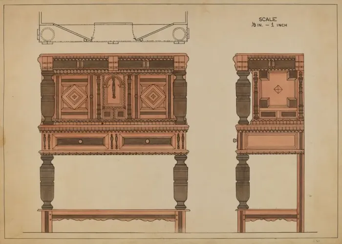 Framed Print : Court Chest, 1935 / 1942. Creator: Lawrence Phillips Framed Print : Court Chest, 1935 / 1942. Creator: Lawrence Phillips
