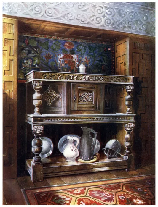 Framed Print : Court cupboard buffet, 1910. Artist: Edwin Foley Framed Print : Court cupboard buffet, 1910. Artist: Edwin Foley