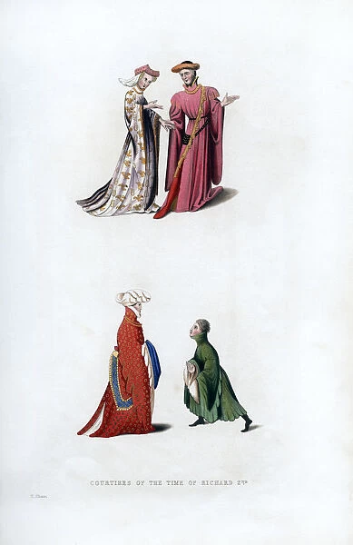 Court dress, 14th century, (1843). Artist: Henry Shaw