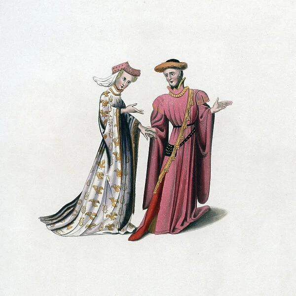 Court dress, 14th century, (1843). Artist: Henry Shaw