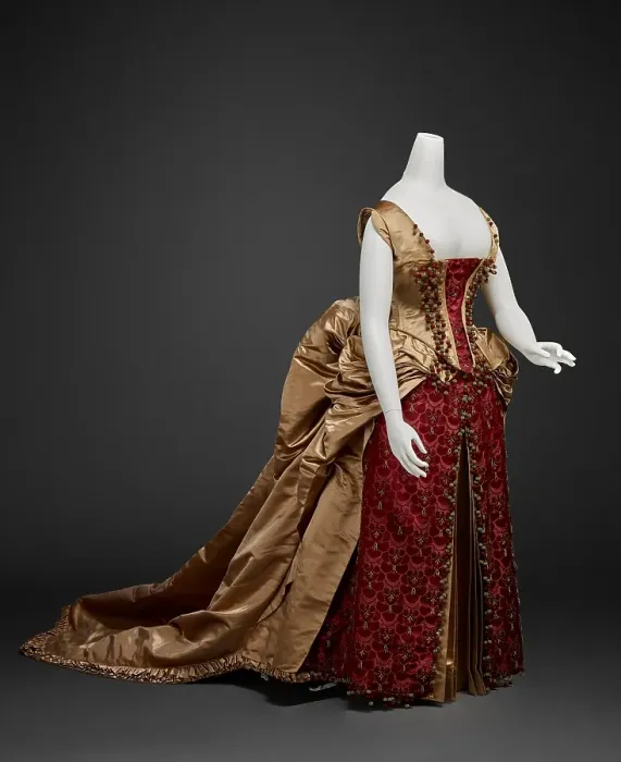 Framed Print : Court Gown (Gown, Two Extra Sleeves), about 1883. Creators: Marshall Field & Company, Unknown Framed Print : Court Gown (Gown, Two Extra Sleeves), about 1883. Creators: Marshall Field & Company, Unknown