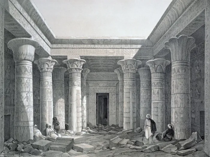 Framed Print : Court of the Great Temple, Philae, Egypt, 1843. Artist: George Moore Framed Print : Court of the Great Temple, Philae, Egypt, 1843. Artist: George Moore