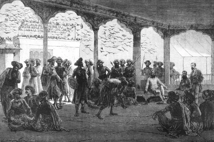 Framed Print : The Court of the Guicowar of Baroda, c1891. Creator: James Grant Framed Print : The Court of the Guicowar of Baroda, c1891. Creator: James Grant