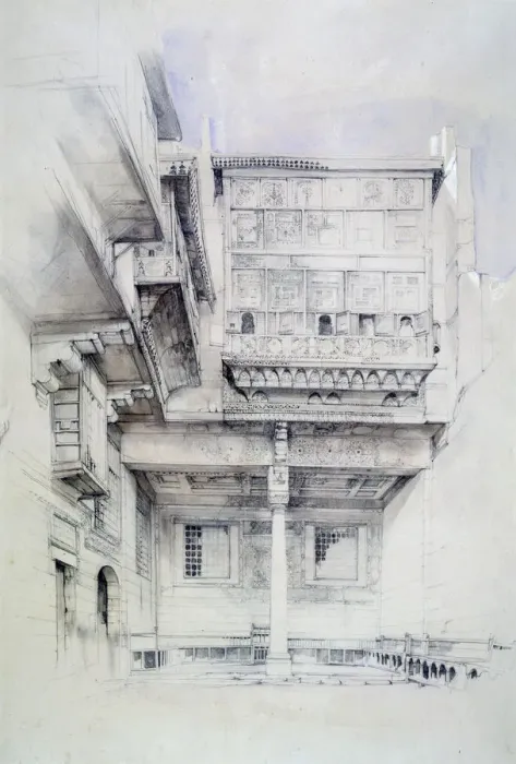 Framed Print : The Court of the House of the Artist, Cairo, Egypt, 19th century. Artist: John Frederick Lewis Framed Print : The Court of the House of the Artist, Cairo, Egypt, 19th century. Artist: John Frederick Lewis