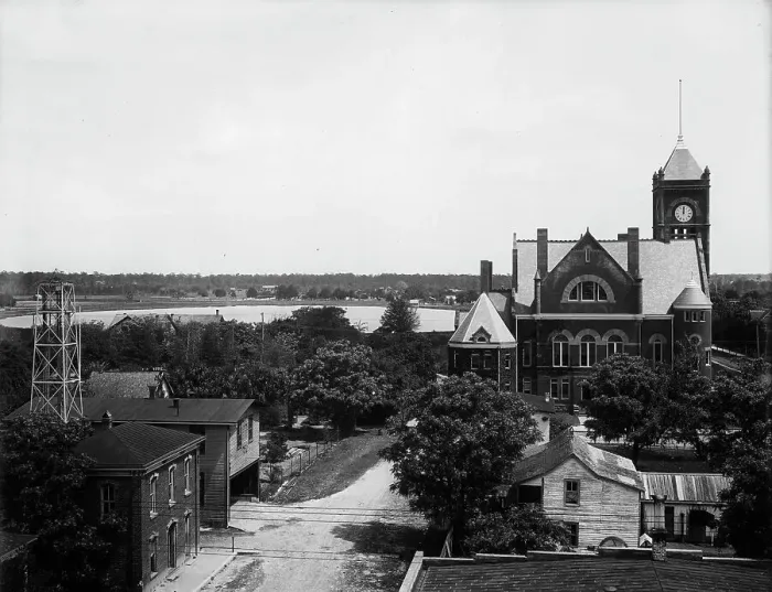 Framed Print : Court House and Lake Eola from Hotel San Juan, Orlando, Fla. c1904. Creator: Unknown Framed Print : Court House and Lake Eola from Hotel San Juan, Orlando, Fla. c1904. Creator: Unknown