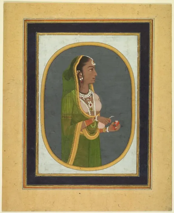 Framed Print : Court lady pouring wine, c. 1760. Creator: Muhammad Rizavi Hindi (Indian, active mid-1700s) Framed Print : Court lady pouring wine, c. 1760. Creator: Muhammad Rizavi Hindi (Indian, active mid-1700s)