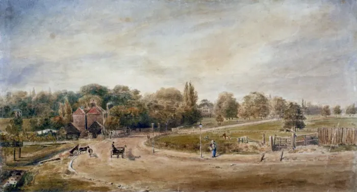 Framed Print : Court Lane and Lordship Lane, Dulwich, London, 1860. Artist: JC Mandy Framed Print : Court Lane and Lordship Lane, Dulwich, London, 1860. Artist: JC Mandy
