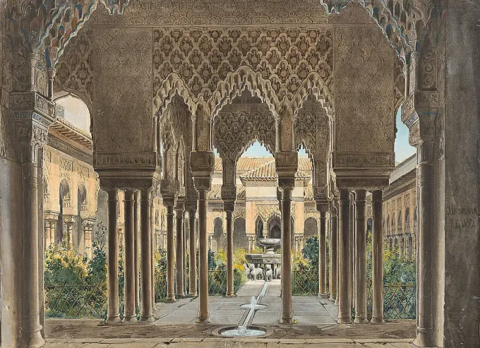 Framed Print : The Court of Lions in the Alhambra, 1833. Creator: Gail, Wilhelm (1804-1890) Framed Print : The Court of Lions in the Alhambra, 1833. Creator: Gail, Wilhelm (1804-1890)