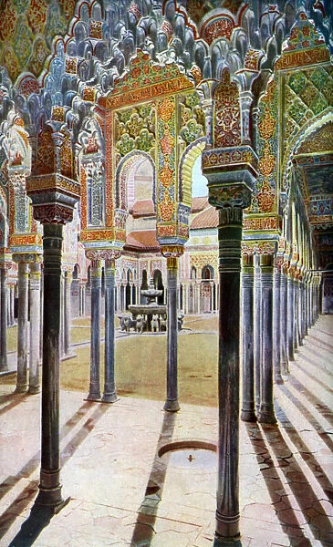 Court of the Lions, the Alhambra, Granada, Andalusia, Spain, c1924