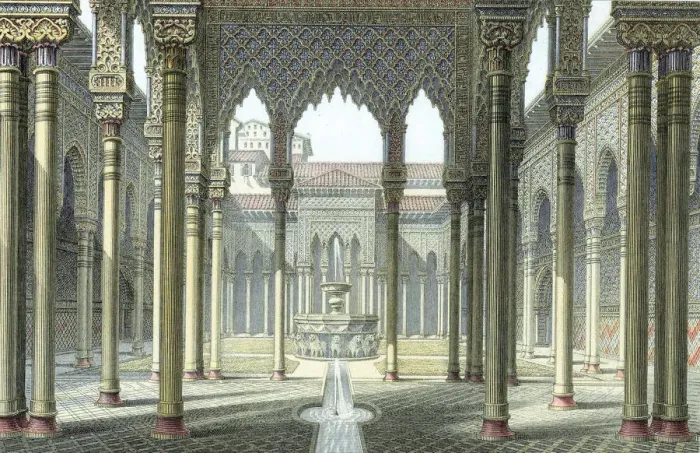 Framed Print : Court of the Lions, Alhambra palace, Granada, Spain, late 19th century Framed Print : Court of the Lions, Alhambra palace, Granada, Spain, late 19th century
