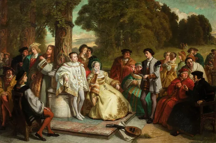 Framed Print : At the Court of Margaret of Austria, 1854. Creator: Lies, Joseph Henri Hubert (1821-1865) Framed Print : At the Court of Margaret of Austria, 1854. Creator: Lies, Joseph Henri Hubert (1821-1865)