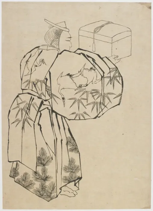 Framed Print : A court messenger, late 18th-early 19th century. Creator: Hokusai Framed Print : A court messenger, late 18th-early 19th century. Creator: Hokusai