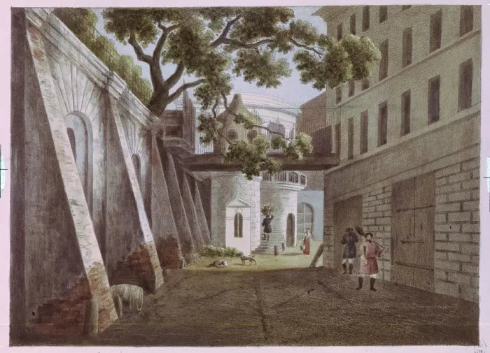 Framed Print : The Court of the Pavel Gagarins House. Artist: Martynov, Andrei Yefimovich (1768-1826) Framed Print : The Court of the Pavel Gagarins House. Artist: Martynov, Andrei Yefimovich (1768-1826)