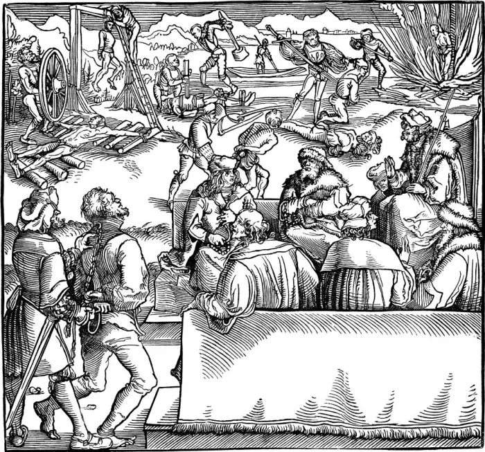 Framed Print : Court session. Illustration from the book Phisicke Against Fortune by Petrarch, 1532. Artist: Weiditz, Hans, the Younger (c. 1500-1536) Framed Print : Court session. Illustration from the book Phisicke Against Fortune by Petrarch, 1532. Artist: Weiditz, Hans, the Younger (c. 1500-1536)