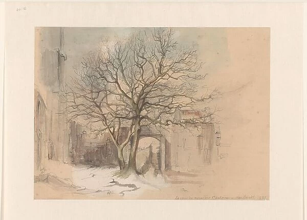 Court of the Sint Antoniusklooster in Maastricht, in winter, 1837. Creator: Alexander Schaepkens