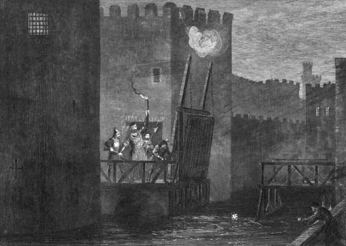 Framed Print : Courtenays escape from the Tower, 1840. Artist: George Cruikshank Framed Print : Courtenays escape from the Tower, 1840. Artist: George Cruikshank