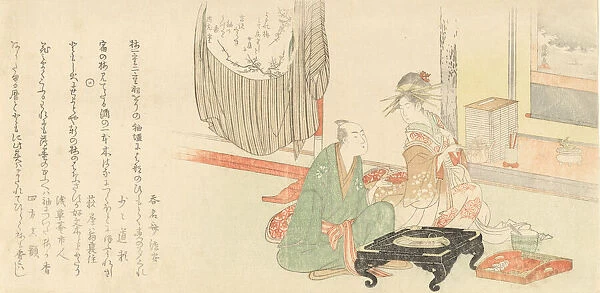 Courtesan with Client before a Tokonoma Alcove, 1798. Creator: Kubo Shunman