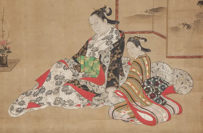 Framed Print : Courtesan with Her Companion at a Screen, 1716-1736. Creator: Miyagawa Choshun Framed Print : Courtesan with Her Companion at a Screen, 1716-1736. Creator: Miyagawa Choshun