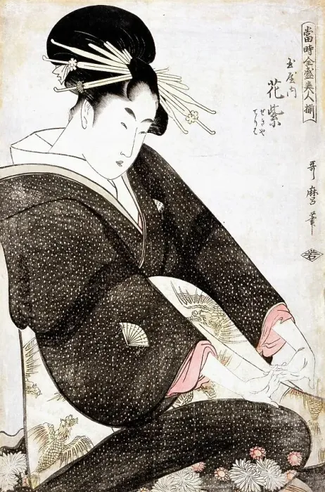 Framed Print : The Courtesan Hanamurasaki of Tamaya from the series Supreme Beauties of the Present Day, 1794. Creator: Kitagawa Utamaro Framed Print : The Courtesan Hanamurasaki of Tamaya from the series Supreme Beauties of the Present Day, 1794. Creator: Kitagawa Utamaro