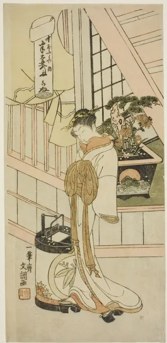 Framed Print : The Courtesan Handayu of the Nakaomiya House of Pleasure, c. 1769 / 70 Framed Print : The Courtesan Handayu of the Nakaomiya House of Pleasure, c. 1769 / 70