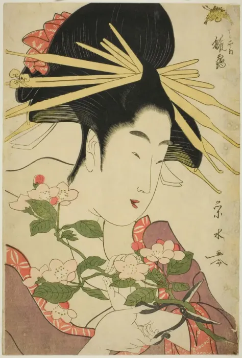 Framed Print : The Courtesan Hinazuru of the Chojiya, c. 1795. Creator: Ichirakutei Eisui Framed Print : The Courtesan Hinazuru of the Chojiya, c. 1795. Creator: Ichirakutei Eisui