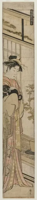 Framed Print : Courtesan Holding a Dog (from the series Popular Presentations), 1783. Creator: Torii Kiyonaga Framed Print : Courtesan Holding a Dog (from the series Popular Presentations), 1783. Creator: Torii Kiyonaga