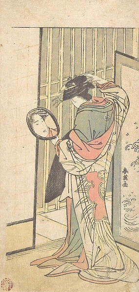A Courtesan Looking at Her Reflection in a Hand Mirror, ca. 1787