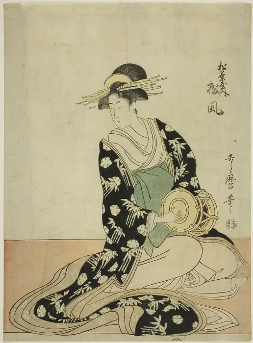 Framed Print : The Courtesan Matsukaze of the Matsubaya, from an untitled series of courtesans of the... c. 1797. Creator: Kitagawa Utamaro Framed Print : The Courtesan Matsukaze of the Matsubaya, from an untitled series of courtesans of the... c. 1797. Creator: Kitagawa Utamaro