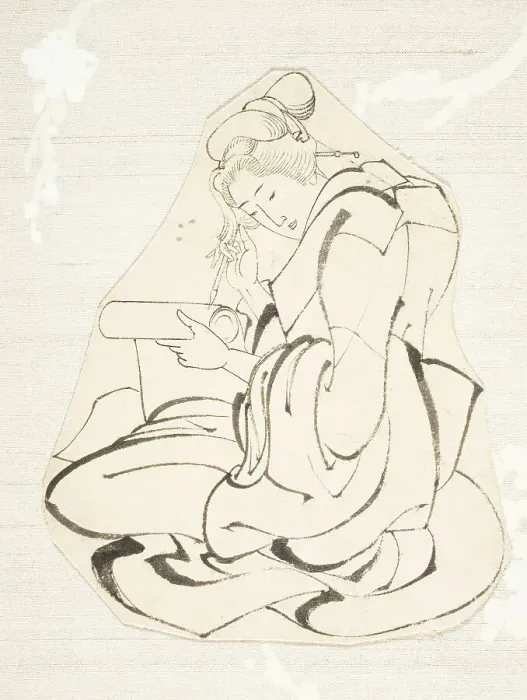 Framed Print : Courtesan painting, 19th century. Creator: Hokusai Framed Print : Courtesan painting, 19th century. Creator: Hokusai
