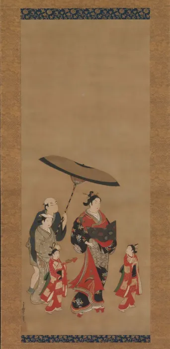 Framed Print : Courtesan on Parade, late 1730s-early 1740s. Creator: Miyagawa Issho Framed Print : Courtesan on Parade, late 1730s-early 1740s. Creator: Miyagawa Issho