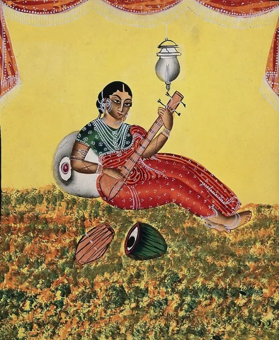 Framed Print : A courtesan playing a sitar, c1890. Creator: Unknown Framed Print : A courtesan playing a sitar, c1890. Creator: Unknown