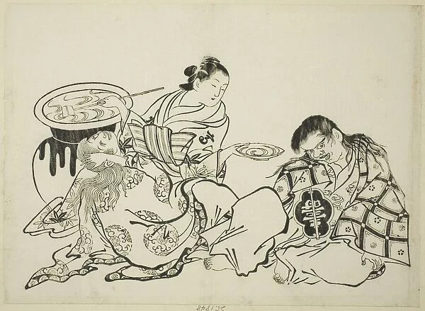 Courtesan Plying Shojo with Sake, no. 4 from a series of 12 prints, c. 1708