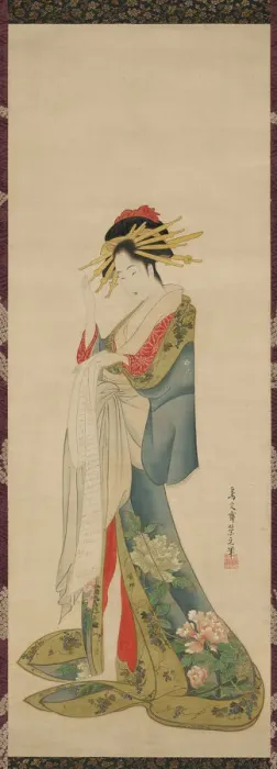 Framed Print : A Courtesan Reading a Letter, 1820 / 25. Creator: Hosoda Eishi Framed Print : A Courtesan Reading a Letter, 1820 / 25. Creator: Hosoda Eishi
