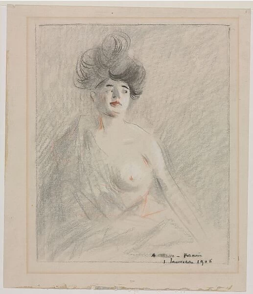 Courtesan (recto) Figure Sketches (verso), 1906. Creator: Jean Louis Forain (French, 1852-1931)