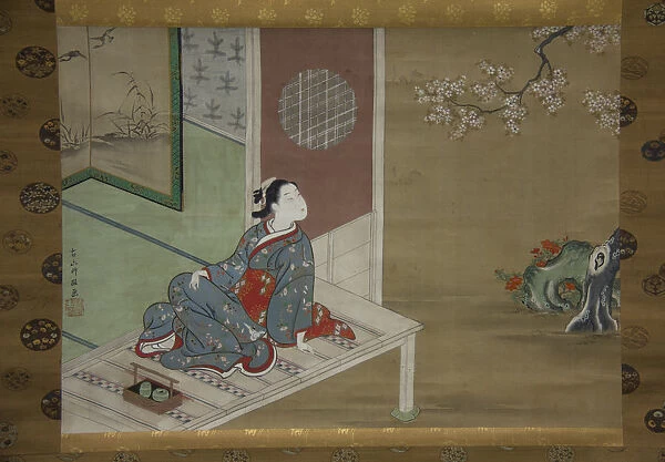 Courtesan Resting on the Veranda, 18th century. Creator: Furuyama Moromasa