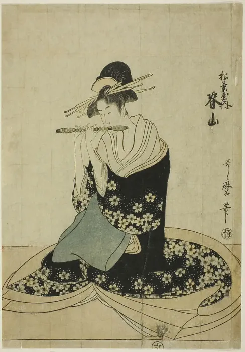 Framed Print : The Courtesan Seyama of the Matsubaya, from an untitled series of courtesans of the... c. 1797. Creator: Kitagawa Utamaro Framed Print : The Courtesan Seyama of the Matsubaya, from an untitled series of courtesans of the... c. 1797. Creator: Kitagawa Utamaro