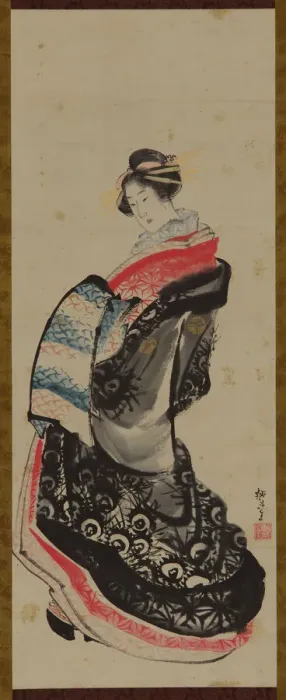 Framed Print : A courtesan standing, late 18th-early 19th century. Creator: Hokusai Framed Print : A courtesan standing, late 18th-early 19th century. Creator: Hokusai