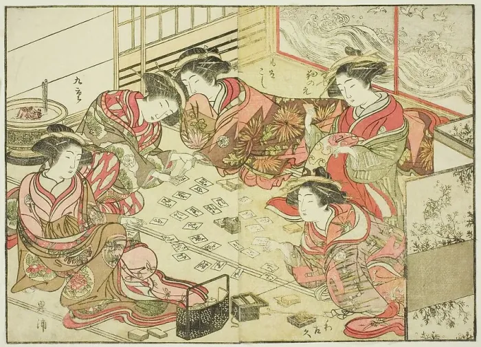 Framed Print : Courtesans of the Echizenya, from the book Mirror of Beautiful Women of the Pleasure... 1776. Creator: Shunsho. Courtesans of the Echizenya, from the book Mirror of Beautiful Women of the Pleasure... 1776. Creator: Shunsho Framed Print : Courtesans of the Echizenya, from the book Mirror of Beautiful Women of the Pleasure... 1776. Creator: Shunsho. Courtesans of the Echizenya, from the book Mirror of Beautiful Women of the Pleasure... 1776. Creator: Shunsho
