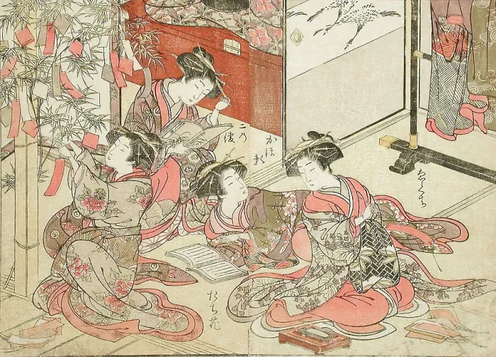 Framed Print : Courtesans of One of the Green Houses: Yaokaya (?), 1776. Creators: Kitao Shigemasa, Shunsho Framed Print : Courtesans of One of the Green Houses: Yaokaya (?), 1776. Creators: Kitao Shigemasa, Shunsho
