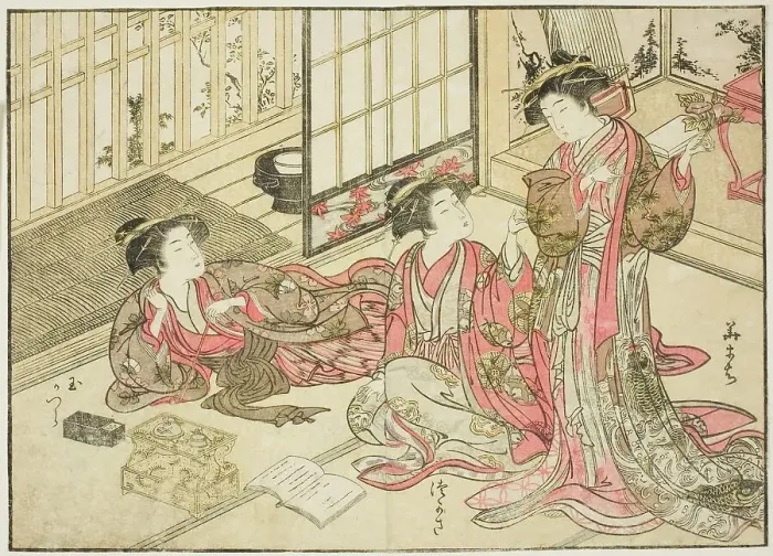 Framed Print : Courtesans of Kado Daikokuya, from the book Mirror of Beautiful Women of the Pleasure... 1776. Creator: Shunsho. Courtesans of Kado Daikokuya, from the book Mirror of Beautiful Women of the Pleasure... 1776. Creator: Shunsho Framed Print : Courtesans of Kado Daikokuya, from the book Mirror of Beautiful Women of the Pleasure... 1776. Creator: Shunsho. Courtesans of Kado Daikokuya, from the book Mirror of Beautiful Women of the Pleasure... 1776. Creator: Shunsho