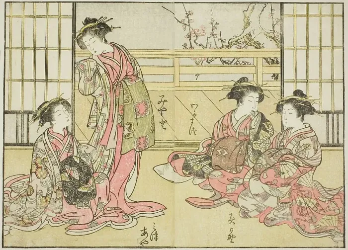 Framed Print : Courtesans of the Kadotamaya, from the book Mirror of Beautiful Women of the Pleasure... 1776. Creator: Shunsho. Courtesans of the Kadotamaya, from the book Mirror of Beautiful Women of the Pleasure... 1776. Creator: Shunsho Framed Print : Courtesans of the Kadotamaya, from the book Mirror of Beautiful Women of the Pleasure... 1776. Creator: Shunsho. Courtesans of the Kadotamaya, from the book Mirror of Beautiful Women of the Pleasure... 1776. Creator: Shunsho