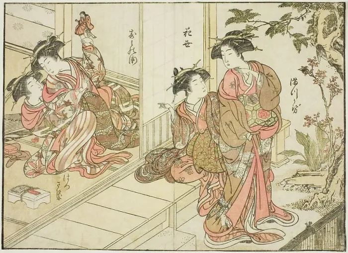 Framed Print : Courtesans of Maruebiya, from the book Mirror of Beautiful Women of the Pleasure Quarters... 1776. Creator: Shunsho. Courtesans of Maruebiya, from the book Mirror of Beautiful Women of the Pleasure Quarters... 1776. Creator: Shunsho Framed Print : Courtesans of Maruebiya, from the book Mirror of Beautiful Women of the Pleasure Quarters... 1776. Creator: Shunsho. Courtesans of Maruebiya, from the book Mirror of Beautiful Women of the Pleasure Quarters... 1776. Creator: Shunsho