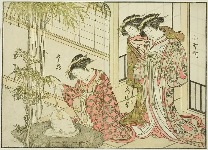 Framed Print : Courtesans of the Maruya, from the book Mirror of Beautiful Women of the Pleasure Quarters... 1776 Creator: Shunsho. Courtesans of the Maruya, from the book Mirror of Beautiful Women of the Pleasure Quarters... 1776 Creator: Shunsho Framed Print : Courtesans of the Maruya, from the book Mirror of Beautiful Women of the Pleasure Quarters... 1776 Creator: Shunsho. Courtesans of the Maruya, from the book Mirror of Beautiful Women of the Pleasure Quarters... 1776 Creator: Shunsho
