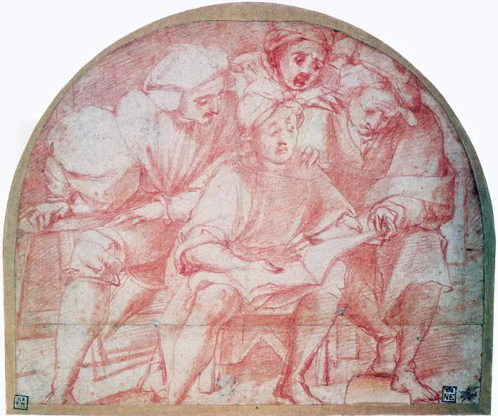 Framed Print : Four Courtiers, c1514-1557. Artist: Jacopo Pontormo Framed Print : Four Courtiers, c1514-1557. Artist: Jacopo Pontormo