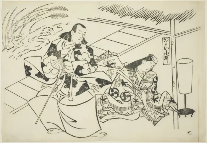 Framed Print : Courting Komachi (Kayoi Komachi), from the series Famous Scenes from Japanese Puppet... 1705 / 06. Creator: Okumura Masanobu Framed Print : Courting Komachi (Kayoi Komachi), from the series Famous Scenes from Japanese Puppet... 1705 / 06. Creator: Okumura Masanobu