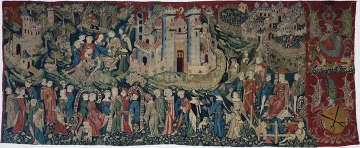 Framed Print : Courtly Love Games (Spieleteppich), tapestry, ca 1400 Framed Print : Courtly Love Games (Spieleteppich), tapestry, ca 1400