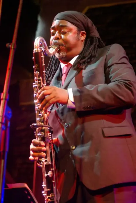 Framed Print : Courtney Pine, Brecon Jazz Festival, Powys, Wales, 2009. Artist: Brian O Connor