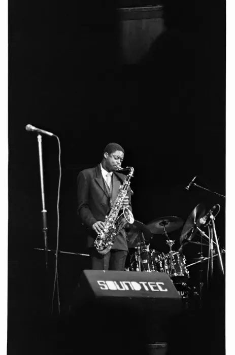 Framed Print : Courtney Pine, Fairfield Halls, Croydon, 1987. Artist: Brian O Connor Framed Print : Courtney Pine, Fairfield Halls, Croydon, 1987. Artist: Brian O Connor
